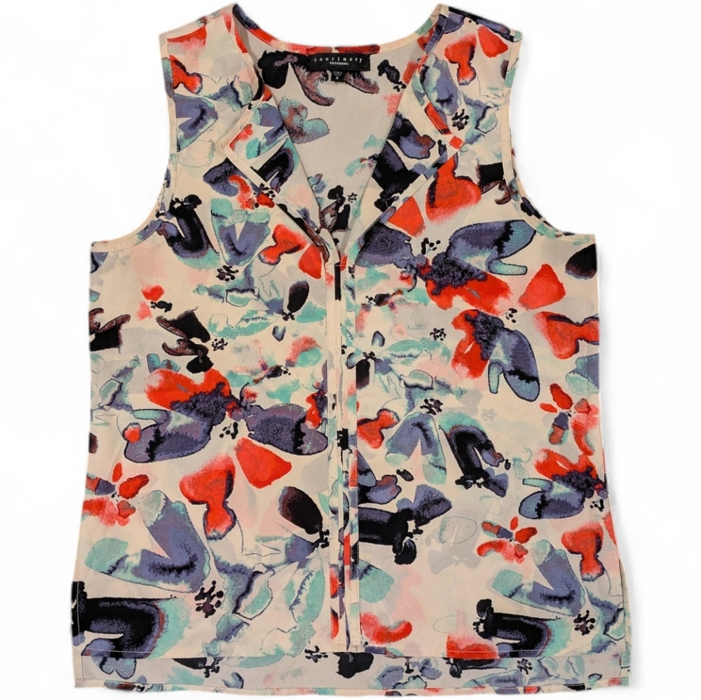 Sanctuary Abstract Floral Shell Sleeveless Top Size S Small Office Workwear